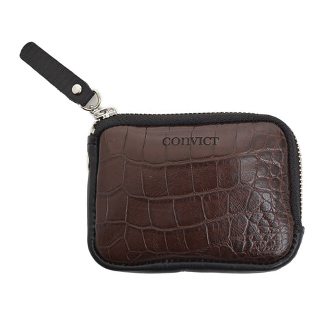 Sarah Coin Purse Brown croc emboss leather