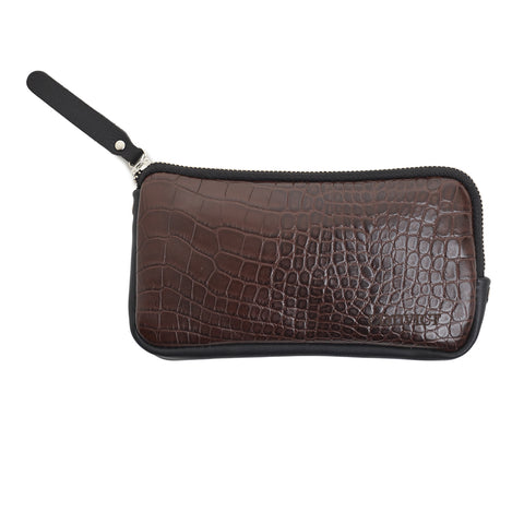 Sarah Coin Purse Brown croc emboss leather