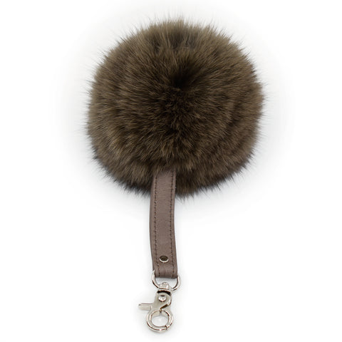 Fur Key Charm - Grey Olive