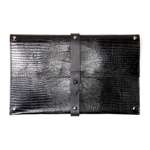 Ellen Clutch Brown Snake Print Leather