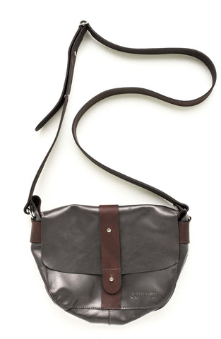 Sophia Boxy Satchel Black Cowhide